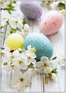 Postcard | Easter decoration with flower branch and eggs