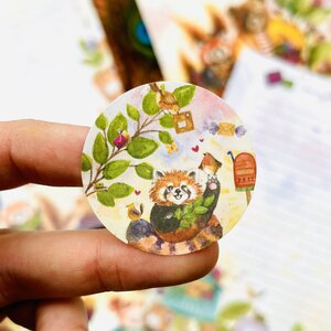 5x Sticker Rode Panda Brievenbus by RomyIllustrations