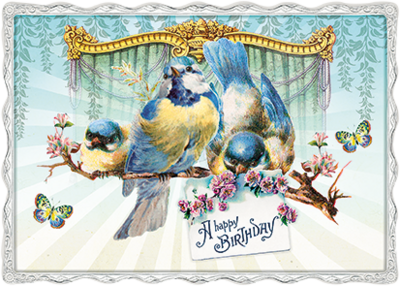 Auguri by Barbara Behr Glitter Postcard | Happy Birthday Birds
