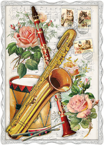 Auguri by Barbara Behr Glitter Postcard | Music 