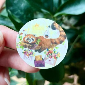 5x Sticker Rode Panda Posttak by RomyIllustrations