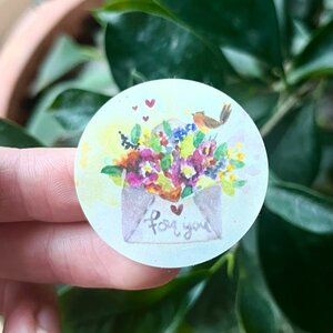 5x Sticker Bloemenenvelop by RomyIllustrations