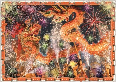 PK 8087 Barbara Behr Glitter Postcard | China - 2024 - Chinese New Year, Year of the Dragon