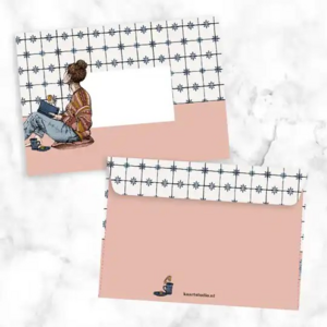 5 x Envelope Set Girl with Book by Kaartstudio