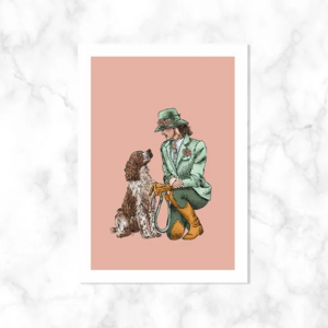 Postcard Woman with Dog by Kaartstudio