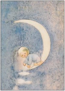 Postcard Mili Weber - Little Fairy in a Silver Moon