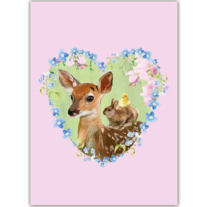 Postcard - m-illu - Deer Bunny Chick