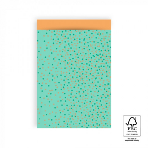 5 Paper Bags Dots Bright Green Gold - Orange (17x25cm)