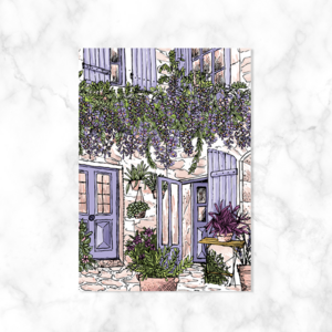 Postcard wisteria, house by Kaartstudio
