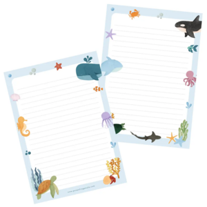 Illustrated Letter Pad Sea Creatures by Penpaling Paula