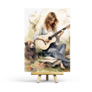 Postcard Girl & Guitar by Penpaling Paula