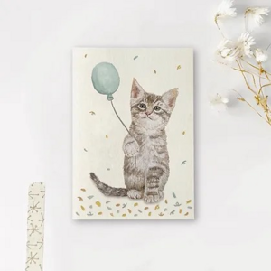 Postcard Art by Meer | Poesje met ballon