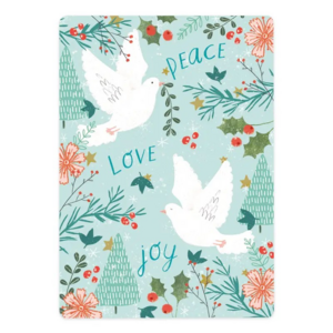 The Lemonbird Postcard | Witte Duiven 'Love Peace Joy'