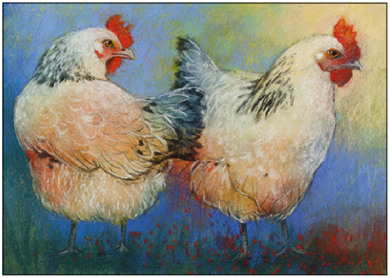 Postcard Loes Botman | Two Chickens