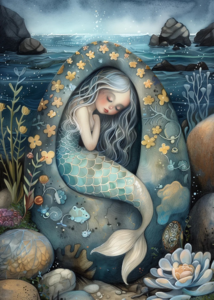 Mermaids: Blue | Postcard Fripperies