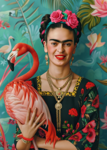 Frida Kahlo: met Flamingo | Postcard Fripperies