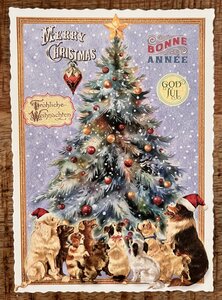 PK 1165 Tausendschön Postcard Christmas - Dogs at the Christmas Tree