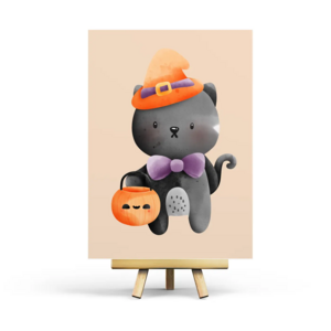 Postcard Halloween Cat by Penpaling Paula