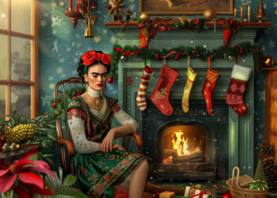 Frida Kahlo: Cosy Christmas Fire | Postcard Fripperies