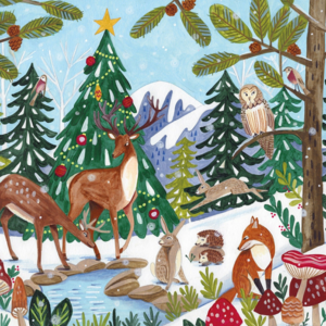 Caroline Bonne-Müller Postcard Christmas | Animals in the winter forest