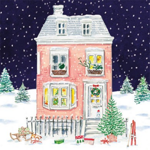 Carola Pabst Postcard Christmas | Pink Christmas House