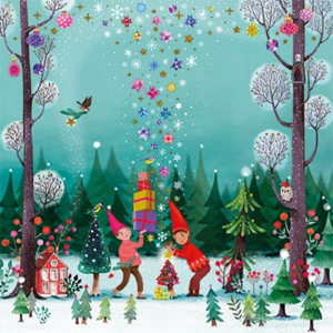 Mila Marquis Postcard Christmas | Christmas Elves with gifts