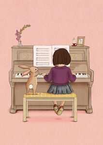 Postcard Belle and Boo | Piano