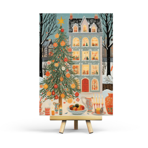 Postcard Christmas building by Penpaling Paula