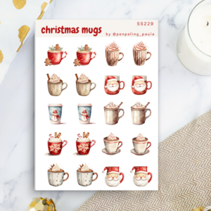 Christmas Mugs Sticker Sheet by Penpaling Paula