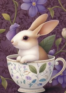 Animal Tea Time: Konijn | Postcard Fripperies