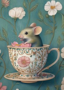 Animal Tea Time: Muis | Postcard Fripperies