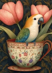 Animal Tea Time: Vogel | Postcard Fripperies