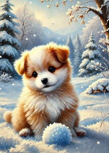 Animals in Snow: Hond | Postcard Fripperies