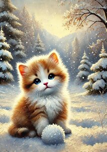 Animals in Snow: Kat | Postcard Fripperies