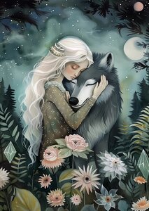 Hugging Animals: Wolf | Postcard Fripperies