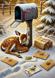 Winter Mail: Sleeping Deer | Postcard Fripperies