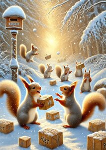 Winter Mail: Squirrels | Postcard Fripperies