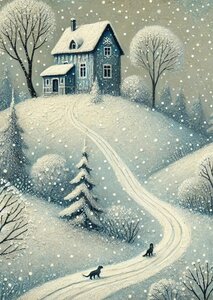 Winter Village: Blue House | Postcard Fripperies