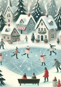 Winter Village: Ice Skating | Postcard Fripperies