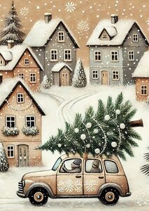 Winter Village: Tree Delivery | Postcard Fripperies