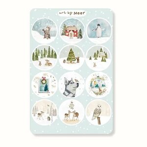 Sticker Sheet Kerstwensen by Art by Meer