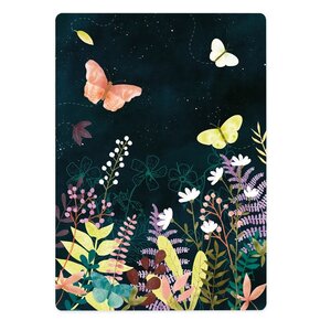 The Lemonbird Postcard | butterflies and flowers at night