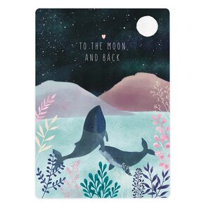 The Lemonbird Postcard | Whales - love you to the moon and back