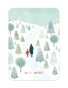 The Lemonbird Postcard | Wandeling In De Sneeuw 'Warm Wishes'