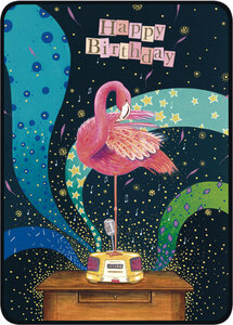 Jehanne Weyman Postcard - happy birthday - flamingo