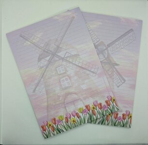 A4 Notepad Tulips and Windmill - by StationeryParlor