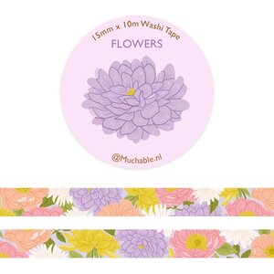 Purple Pink Flowers Washi Tape - Muchable