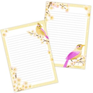 A5 Double Sided Notepad by muchable - Bird with Blossom