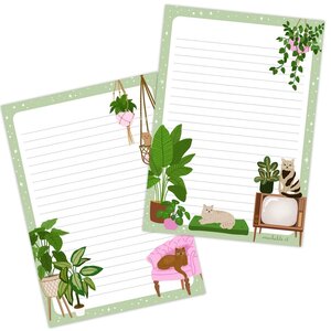 A5 Double Sided Notepad by muchable - Cats and Plants