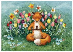 Postcard 423 by Katja Saario - Meditation between Spring Flowers